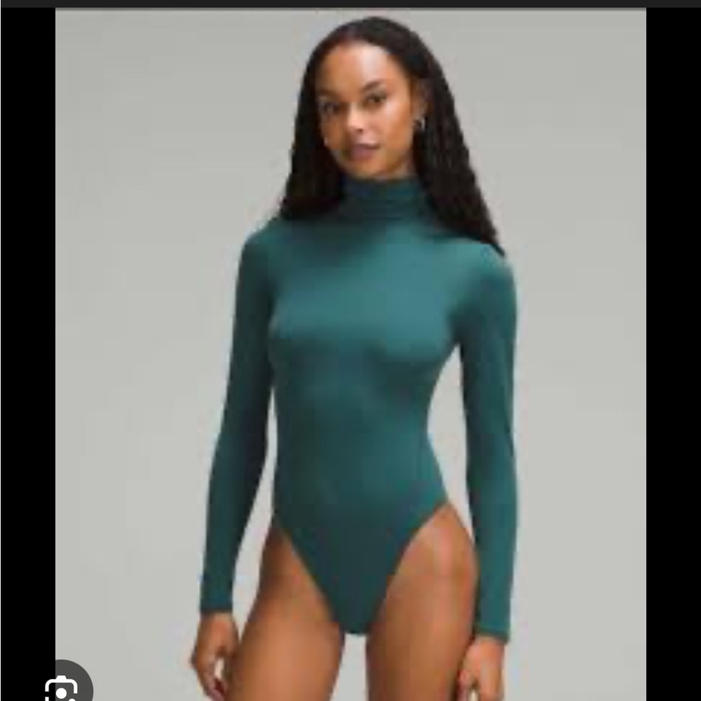 Lululemon Wundermost Nulu Teal Long Sleeve thong Bodysuit. XS